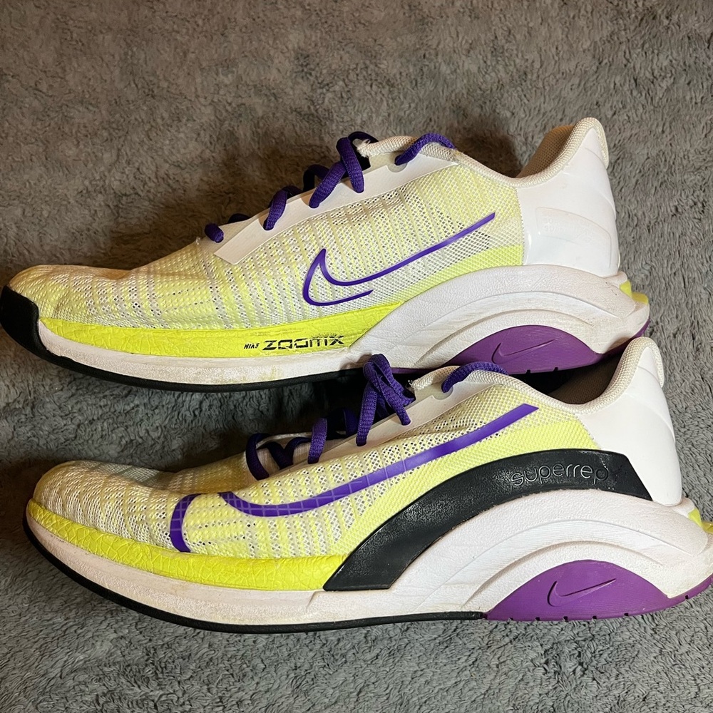 Nike Women's Vibrant Yellow and Purple Athletic Shoes